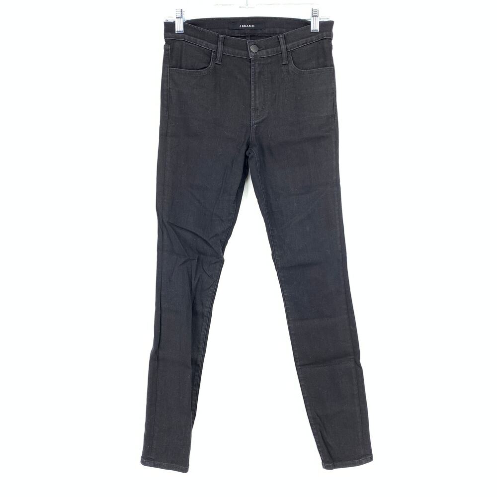 J Brand Mid Rise Super Skinny Jeans Womens Sze 27 Fearless Black Stretch Denim
